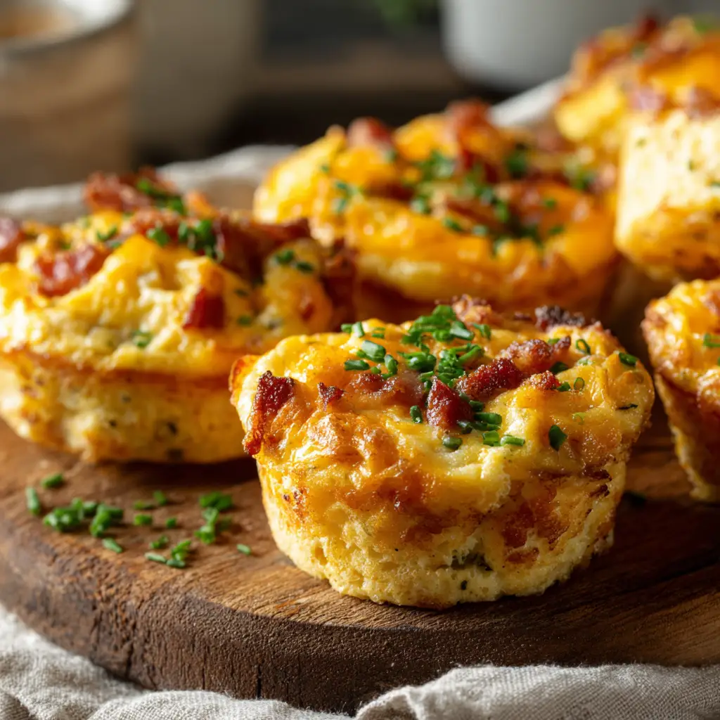 A macro shot highlighting the creamy, fluffy texture of a bacon and cheddar egg bite from our Starbucks Egg Bites Recipe.