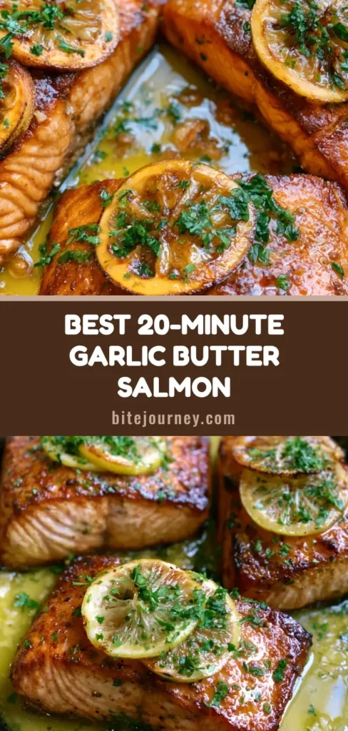 Lemon Garlic Butter Salmon: The Perfect 15-Minute Cast Iron Dinner 4 A top-down shot of three thick Lemon Garlic Butter Salmon fillets in a cast iron skillet, covered in glossy sauce and charred lemons.