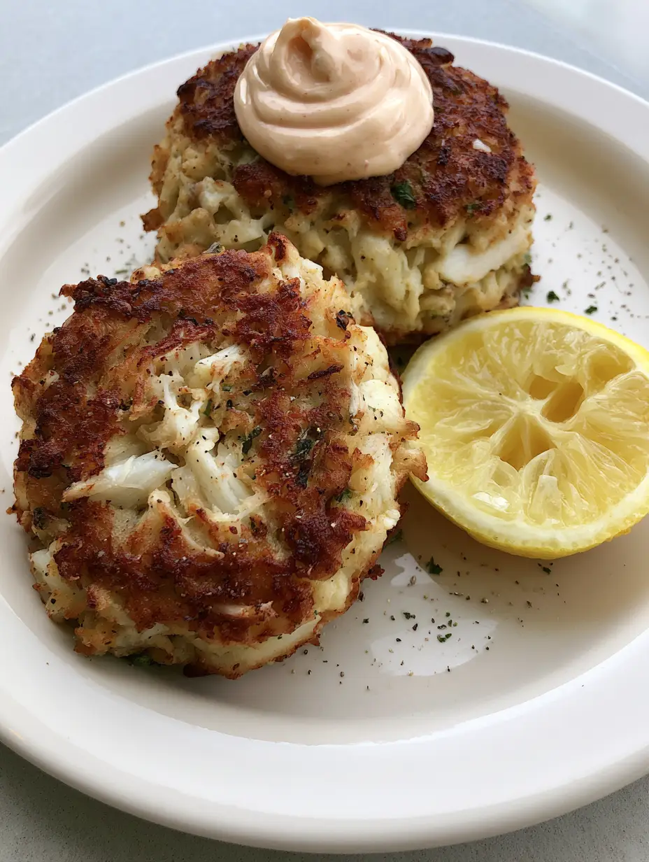 Close-up of golden-brown Copycat Joe's Crab Shack Crab Cakes with visible crab meat lumps.