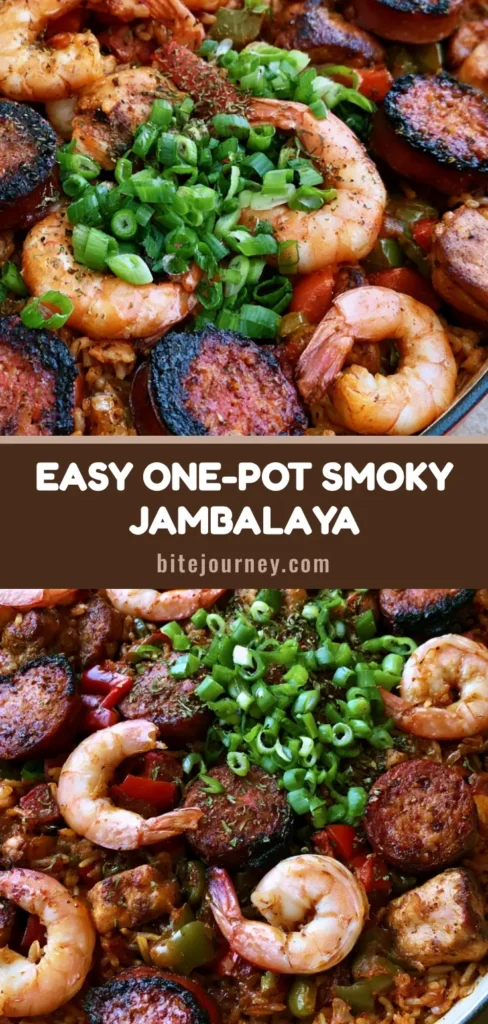 Smoky Oven Baked Jambalaya: The Ultimate One-Pot Creole Feast 3 A red Dutch oven filled with Smoky Oven Baked Jambalaya, showing deep amber rice, charred andouille sausage, and pink shrimp.