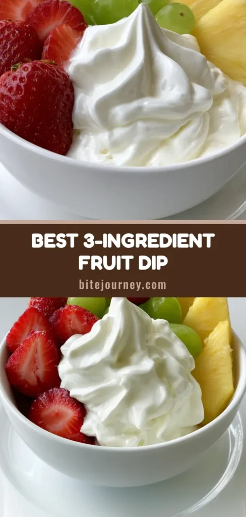 A smooth, rounded white ceramic bowl filled with glossy Marshmallow Cream Cheese Fruit Dip, surrounded by halved strawberries, green grapes, and pineapple slices.
