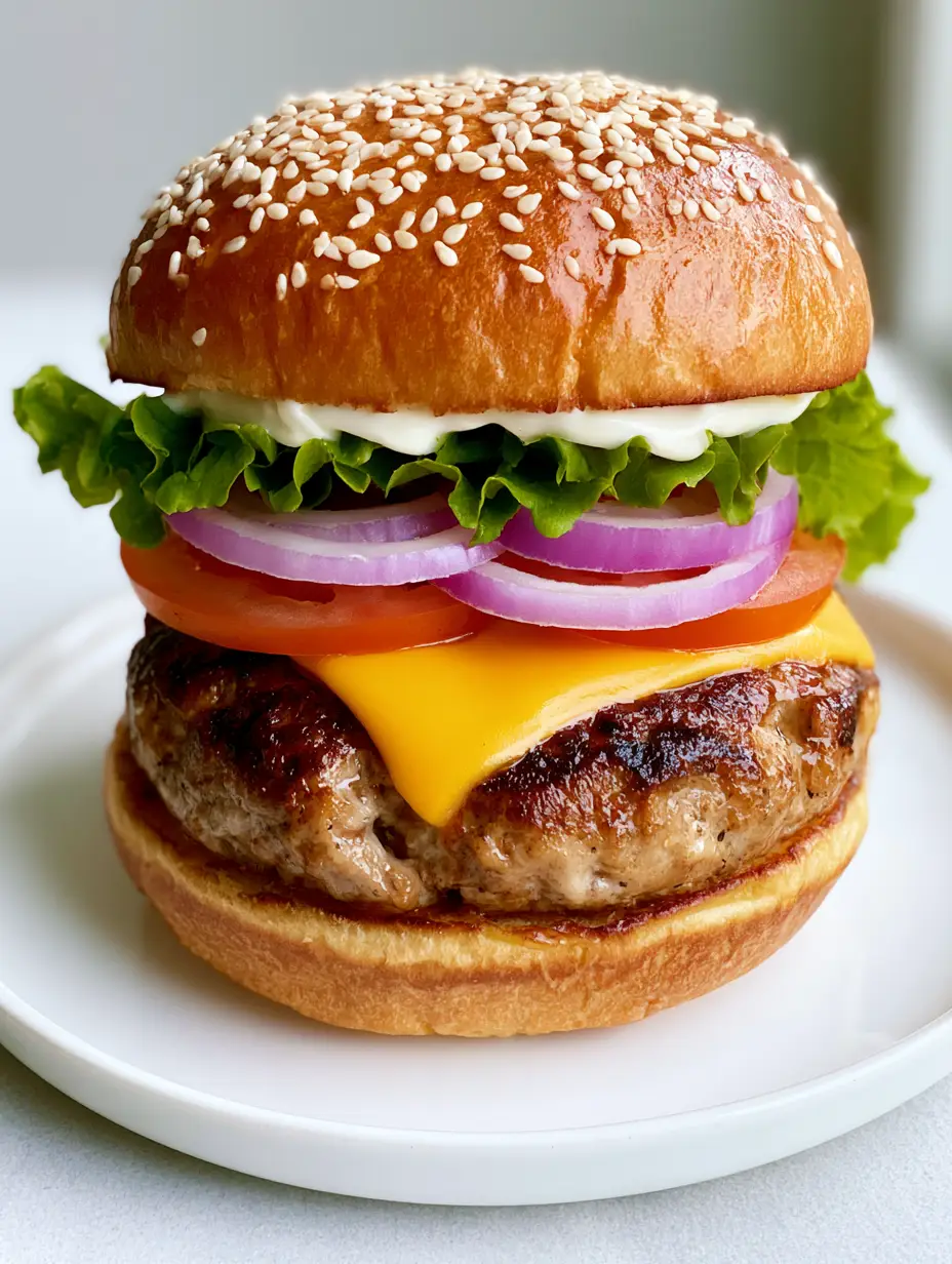 Juicy Ground Turkey Burgers: The Ultimate Gourmet Guide 3 Close-up of Juicy Ground Turkey Burgers with a deep brown seared crust and glistening juices.