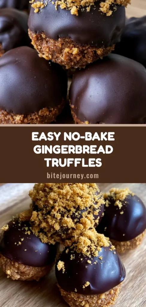 A handheld smartphone photo showing handcrafted gingerbread truffles with a thick dark chocolate shell and golden ginger snap crumbs on a wooden board. (Gingerbread Truffles Recipe)