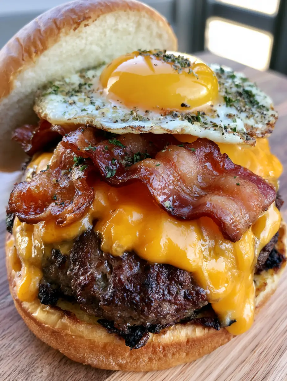 Handheld smartphone photo of a thick, juicy Crack Burger with charred edges and bubbling sharp cheddar cheese.