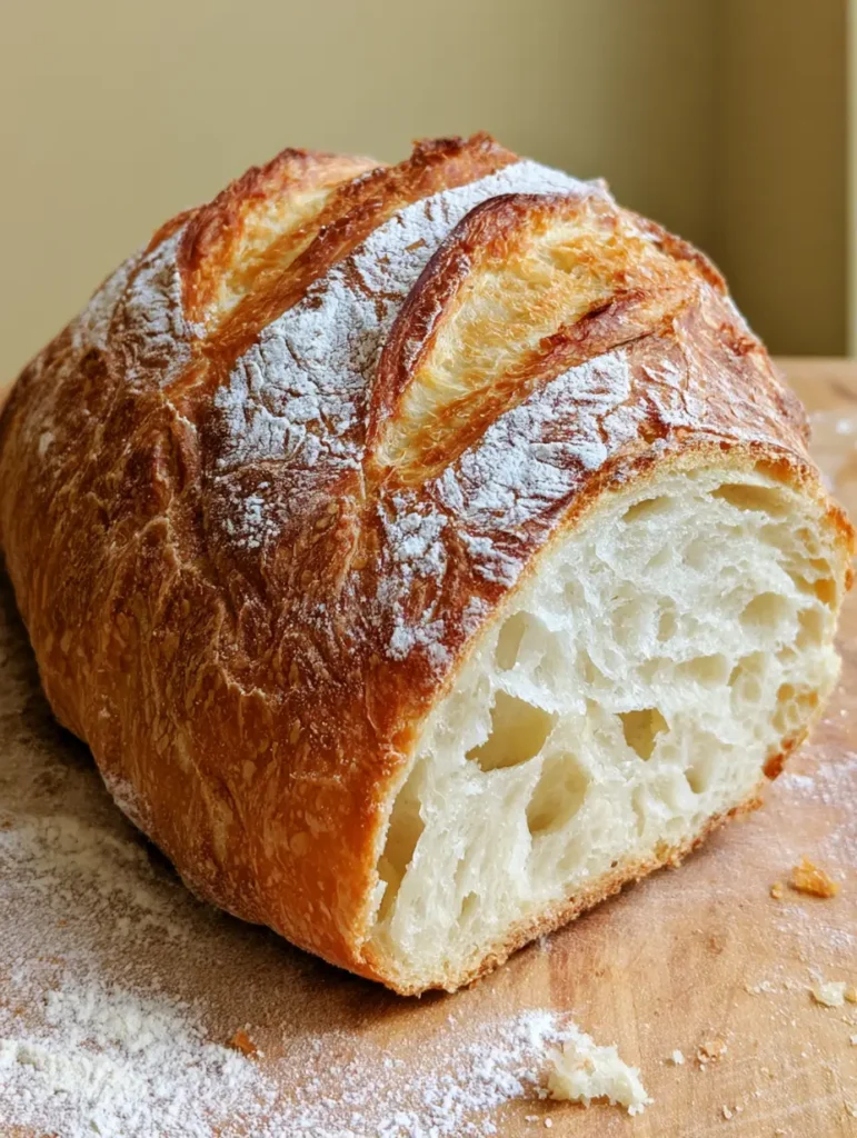 Slices of Crusty Italian Bread revealing a bright white soft interior and open crumb structure.