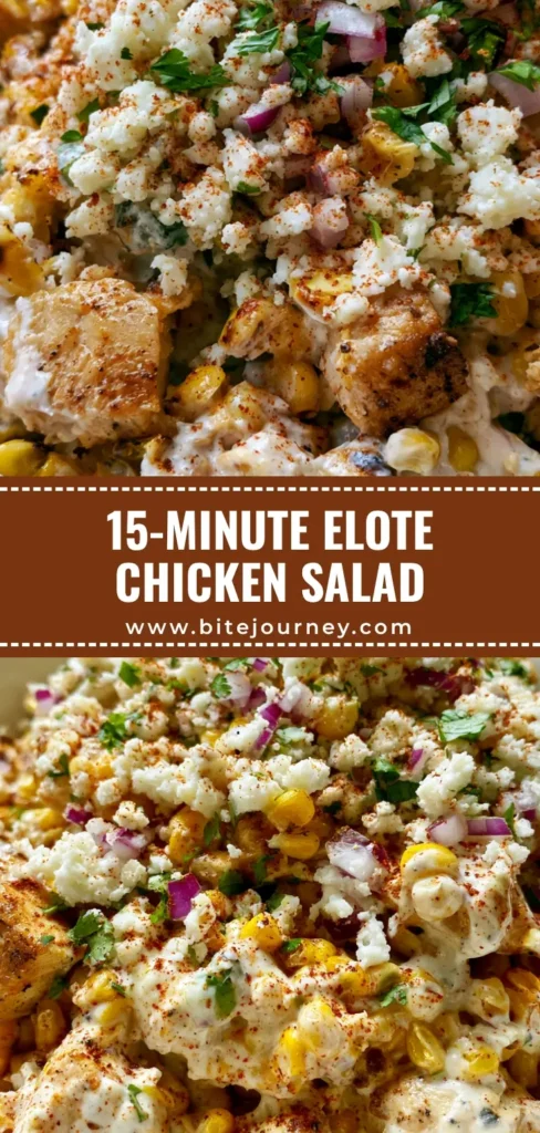 Mexican Street Corn Chicken Salad (Creamy Elote Style) 3 A handheld smartphone photo of a white ceramic bowl filled with Mexican Street Corn Chicken Salad featuring seared chicken, charred corn, and lime crema.